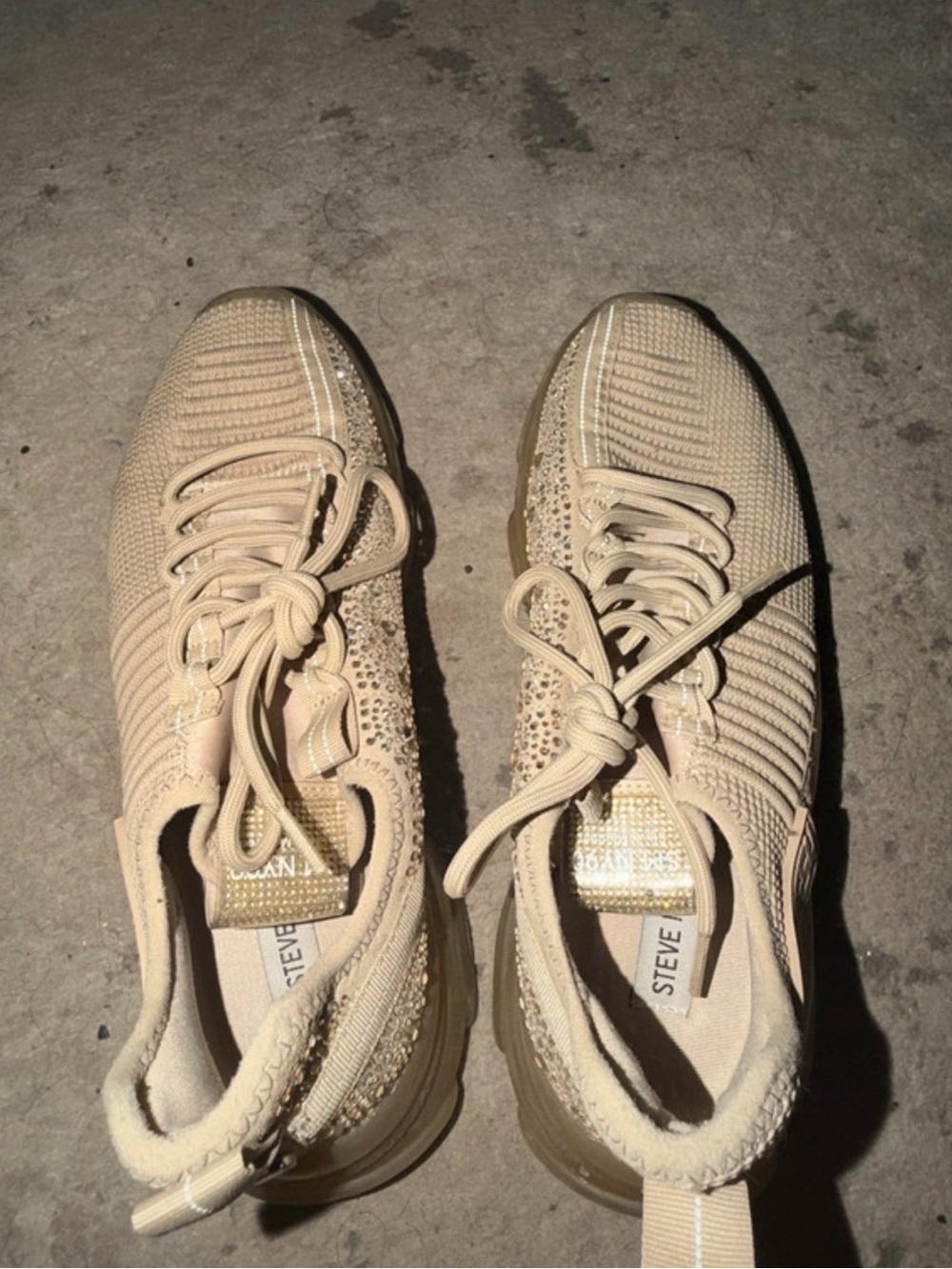 Maxima Beige Knit Sneaker with Sparkle Accents
